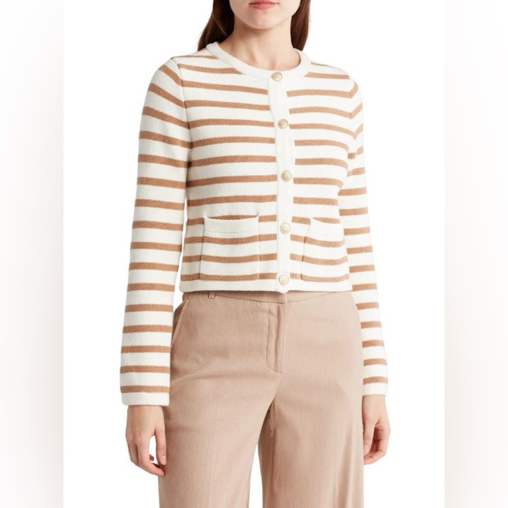 Amanda & Chelsea Stripe Crop Jacket